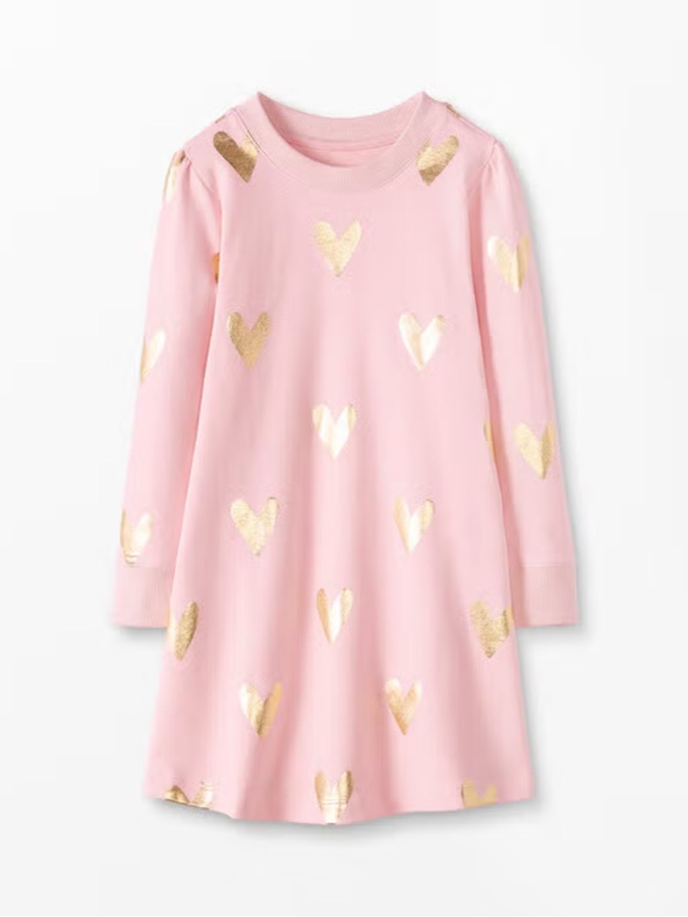 Hanna Andersson Glitter Sweatshirt Dress in French Terry Petal Pin